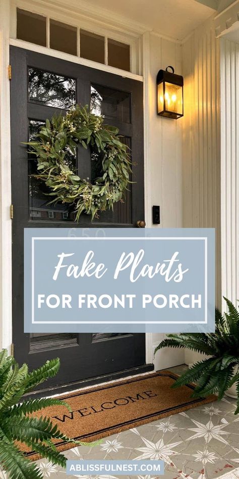 Fake plants for front porch are a low-maintenance way to add year-round greenery and style to your home's entrance. No more worrying about watering or wilting leaves, just beautiful, vibrant plants that always look their best. Create a welcoming atmosphere with a variety of faux ferns, succulents, and blooming flowers. #fauxplants #porchdecor #curbappeal Front Porch Plants Year Round, Plants For Front Porch, Front Porch Plants, Outdoor Interior Design, Expand Furniture, Porch Plants, Outdoor Fairy Lights, Fancy Houses, Homemade Bath Products