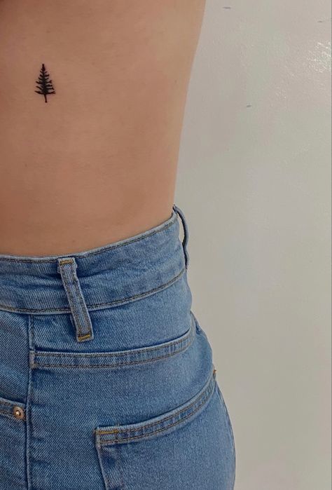 Small Pine Tree Tattoo Simple, Christmas Tattoo Minimalist, Bc Tattoo Ideas, Oregon Tattoo Ideas Simple, Tiny Pine Tree Tattoo, Canadian Tattoo For Women, Washington Tattoo Ideas, Fine Line Pine Tree Tattoo, White Pine Tattoo