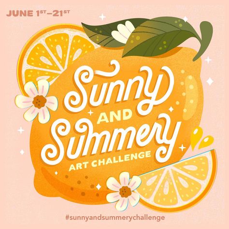 #sunnyandsummerychallenge auf Instagram | Hashtags Aesthetic Highlight Covers Instagram Pink, Summer Typography, Prompt List, Art Challenges, Hand Lettering Inspiration, Food Illustration Art, Hand Lettering Alphabet, Love Illustration, Lettering Tutorial