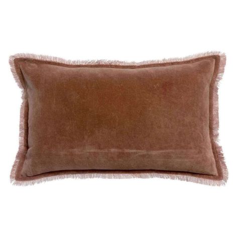 This  Fara Velvet Rectangular Cushion in Rose  from  Vivaraise  is a stylish cushion in a dusky pink colourway. The oblong shape makes it great for stacking with other cushions as a feature on a a bed or sofa.    Fara Velvet Rectangular Cushion - Rose   100% cotton velvet cushion   Concealed zip closure   Frayed fringe   Dimensions: 30 x 50cm   Cushion pad: 100% polyester   Care instructions: Cover hand wash only, cool iron Plain Cushions, London Flat, Embroidered Cushions, Petrol Blue, Chaise Bar, Velvet Cushions, Cushion Pads, Cotton Velvet, Soft Furnishings