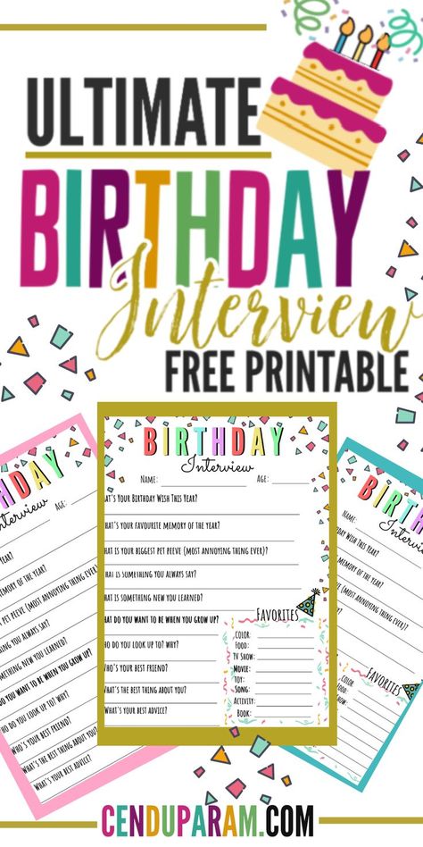 Get this super fun birthday interview questionnaire printable for kids for FREE! Birthday interviews are such a fun tradition to start with your kids. Do an annual birthday questionnaire and create your own memorable keepsake. Make your kids feel extra special on the day they were born. Lots of funny birthday interview questions to really get to know your kids. #happybirthday #birthdayinterview #birthdayquestionnaire #birthdaytraditions #birthdaypartyalternatives Birthday Questionnaire, Birthday Interview Questions, Birthday Interview Printable, Birthday Interview, Traditions To Start, Birthday Traditions, Birthday Dates, Free Birthday, Birthday Printables