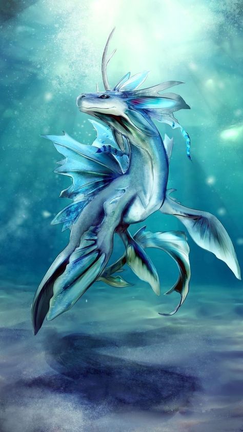 Sea Dragon, White Dragon, Blue Dragon, The Ocean, Floating, Swimming, Deviantart, Water, Blue