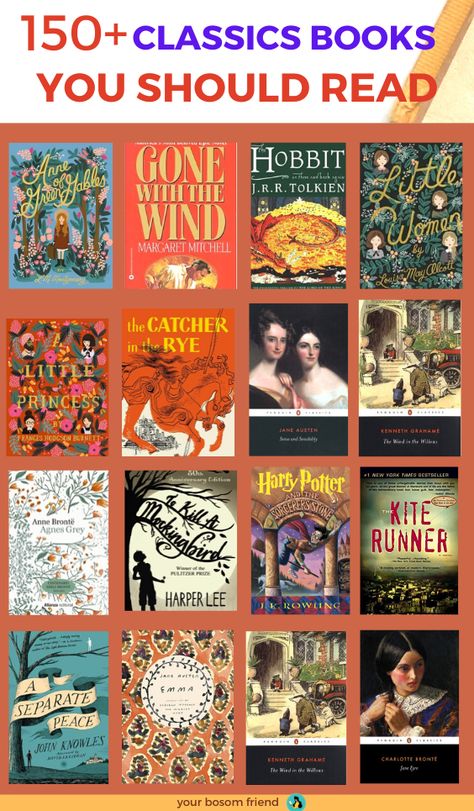 150 classics worth reading in your lifetime. This classic reading list is a great place to start reading classics books that you always lied about having read.  We all know books of Jane Austen, Charles Dickens and Bronte sisters are worth reading But we don’t often enjoy them  because of the length and language . But if you love reading, challenge yourself to read these great Classic novels.  #bookstoread #classics #booklists #reading challenge Literary Classics Book Lists, Classic Love Story Books, Classics To Read In Summer, Greatest Books Of All Time, Books To Read Classic, Classic Books To Read List, Classic Books Aesthetic, Best Novels To Read, Classic Books List