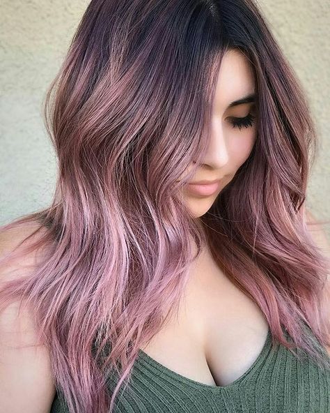 Medium Ombre Hair, Nails Rose Gold, Dusty Rose Hair, Nails Rose, Purple Ombre Hair, Hair Dyed, Ombre Hair Blonde, Dusty Rose Color, Ombre Hair Color