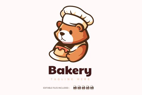 Bear Bakery, Baker Logo, Bakery Logo, Mascot Logo, Cute Bear, Cute Bears, Color Code, Global Community, Creative Professional