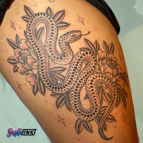 Debbi Snax 1 Cactus Snake Tattoo, Snake And Cactus Tattoo, Floral Cactus Tattoo, Dark Western Tattoo, Serpent Tattoos, Floral Snake Tattoo, Cactus Flower Tattoo, Tattoo Memorial, Random Tattoos