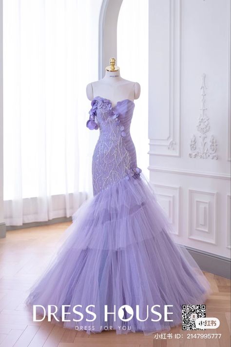 Purple Gown For Debut, Purple Mermaid Prom Dress, Debut Gowns, Dress Creator, Wedding Dress Illustrations, Dress Banquet, Hoco Ideas, Banquet Dress, Boy Hair