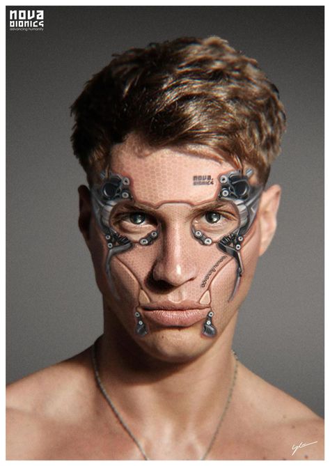 Male cyborg Geeky Halloween Costumes, Robot Makeup, Cyberpunk Makeup, Cyberpunk Men, Trippy Tattoo, Futuristic Makeup, Robot Costumes, Cyborgs Art, Halloween Men