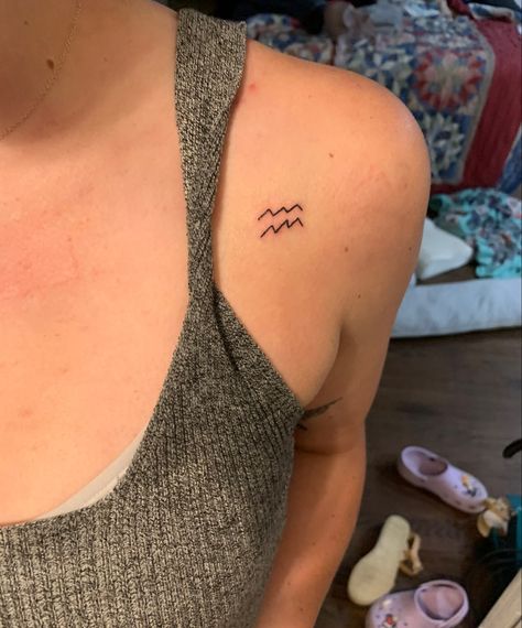 Aquarius waves tattoo on left upper chest Tattoo Waves, Aquarius Tattoo, Tattoo Chest, Waves Tattoo, Minimal Tattoo, Minimalist Tattoo, Body Mods, Tattoo Idea, Tattoo On