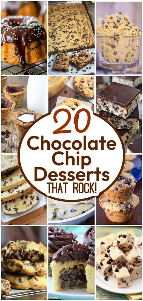 Who said healthy desserts can't be tasty? At 20 Chocolate Chip Heaven Desserts That Rock!, we make the best chocolate chip desserts that are both delicious and nutritious! From easy cookie recipes to vegan and gluten-free options, our mouth-watering recipes are sure to satisfy your sweet tooth cravings. Come indulge with us! Chocolate Chip Recipes Easy, Dessert Recipes For Christmas, Rock Chocolate, Slice Recipes, Chip Recipes, Desserts With Chocolate Chips, Bar Desserts, Recipes For Christmas, Best Chocolate Desserts