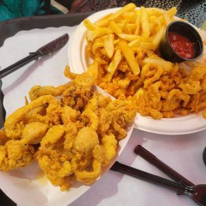 The Clam Box – The Famous Fried Clams Clam Strips Recipe, Scalloped Corn, Fried Clams, Steak Tips, Fried Calamari, Casual Restaurants, Clam Chowder, Kids Menu, Sea Food