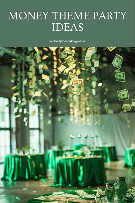 Planning a budget-friendly cash-themed party? Explore fun and creative ideas to make your celebration memorable! From unique money-themed games to stylish decorations and party favors, these tips cover everything you need. Set the scene with eye-catching decor, create exciting games that fit the money theme, and choose delightful favors for your guests. Engaging everyone at your bash has never been easier with these budget-friendly ideas! Join the fun and make your gathering unforgettable with our smart money theme concepts. Million Dollar Party Theme, Money Shower Ideas, Lottery Themed Birthday Party, Money Party Decorations, Money Theme Party Ideas, Money Party, Creative Ideas To Make, Theme Party Ideas, Dorm Room Wall Art