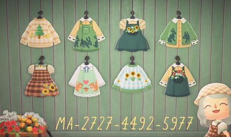 Animal Crossing Spring Clothes Codes, Animal Crossing Spring Design, Spring Animal Crossing Codes, Animal Crossing Villagers Cottagecore, Aesthetic Animal Crossing Clothes, Animal Crossing Clothes Spring, Animal Crossing Spring Outfits, Acnh Spring Design Codes, Acnh Spring Clothes Codes