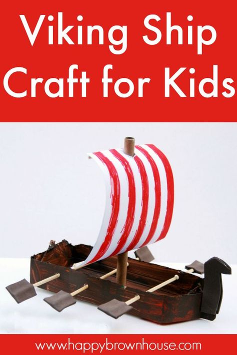 Doing a Viking unit study? This Viking Ship Craft for Kids is a great hands-on way to study Vikings! Kids will love using recycled materials to make this Viking Longboat. #crafts #kids #homeschool #unitstudy #vikings Viking Ship Craft, Vikings For Kids, Viking Boats, Viking Longboat, Viking Longship, Boat Crafts, Make A Boat, Ship Craft, Build Your Own Boat