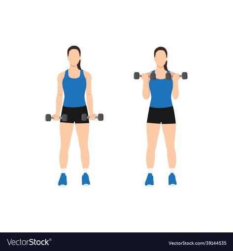 Dumbbell Bicep Curl, Fitness Wallpaper, Push Day, Technology Projects, Quick Workout Routine, Flat Vector Illustration, Beaded Jewels, Bicep Curls, Flat Vector