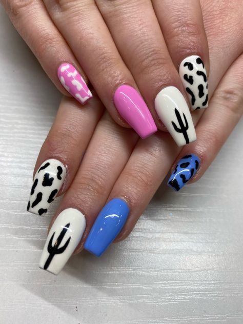 Country Acrylic Nails, Rodeo Nails, Cowboy Nails, Western Nails, Country Nails, Turquoise Nails, Cow Nails, Blue Acrylic Nails, Cute Gel Nails