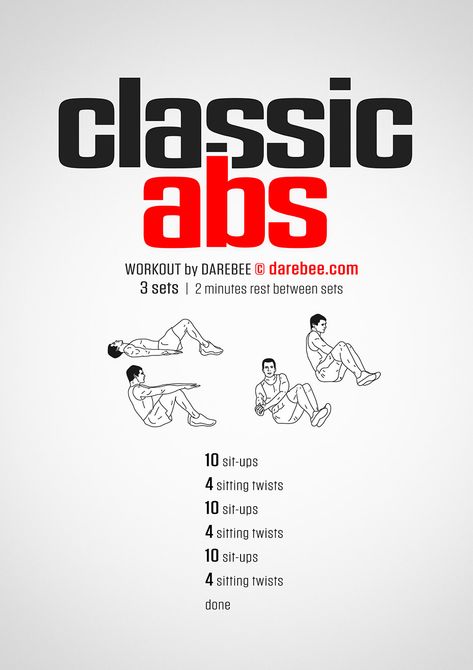 Classic Abs Workout by DAREBEE #darebee #workout #abs #homefitness Light Ab Workout At Home, Light Ab Workout, Stamina Builder, Softball Conditioning, Darebee Workout, Quick Ab Workout, Strenght Training, Quick Abs, Exercises For Men