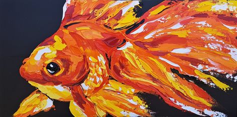 Goldfish by Lisa Fahey Lisa Fahey, Goldfish Art, Animal Paintings Acrylic, Painting Shop, Koi Art, Oil Pastel Art, Art Painting Gallery, Canvas Painting Diy, Painting Inspo