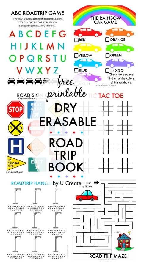 Free Printable Dry ERASABLE Road Trip Book for Kids - by U Create Road Trip Books, Car Games For Kids, Printable Road, Kids Travel Activities, Road Trip Activities, Road Trip Games, Road Trip With Kids, Good Year, Family Road Trips