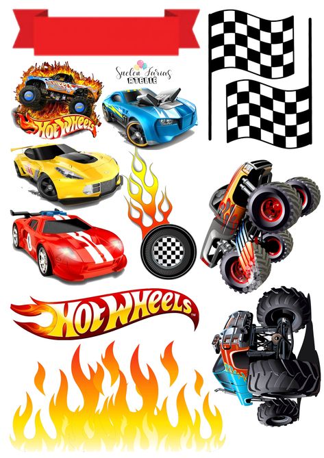 Hotwheels Cake Toppers Printable, Topper Hot Wheels, Hot Wheels Cake Topper Printable Free, Hot Wheels Cake Topper, Imprimibles Paw Patrol, Hot Wheels Cake, Turkey Project, Hotwheels Birthday Party, Hot Wheels Birthday