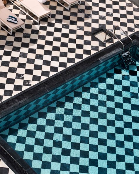 Checkered Pool, Brown Beach House, Vans Slip Ons, Brown Beach, Brown Checkered, Checker Pattern, Pool Time, Vans Slip On, Painted Floors