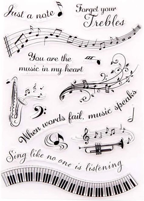 Arrietty Music Speaks Melody Just a Note Singing Music in My Heart Clear Stamps for Card Making Decoration and DIY Scrapbooking Musical Birthday Cards, Album Frames, Diary Decoration, Birthday Scrapbook, Letter Stamps, Scrapbooking Stamps, Diy Stamp, Childrens Christmas, Musical Notes