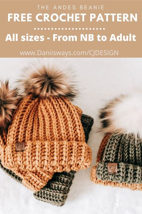 Mad Cow, Crochet Beanie Pattern Free, Crochet Winter Hats, Easy Crochet Hat, Crochet Beanies, Crochet Hat Free, Crochet Knit Hat, Bonnet Crochet, Crochet Beanie Hat