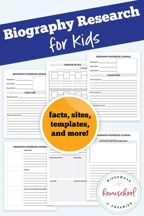 Learn how to teach biography research for kids in an easy way so they can write their very own biography report. Biography Report Template, Kids Facts, Biography Report, Biography Template, Autobiography Writing, Biography Project, Writing A Biography, Homeschool Freebies, Essay Format