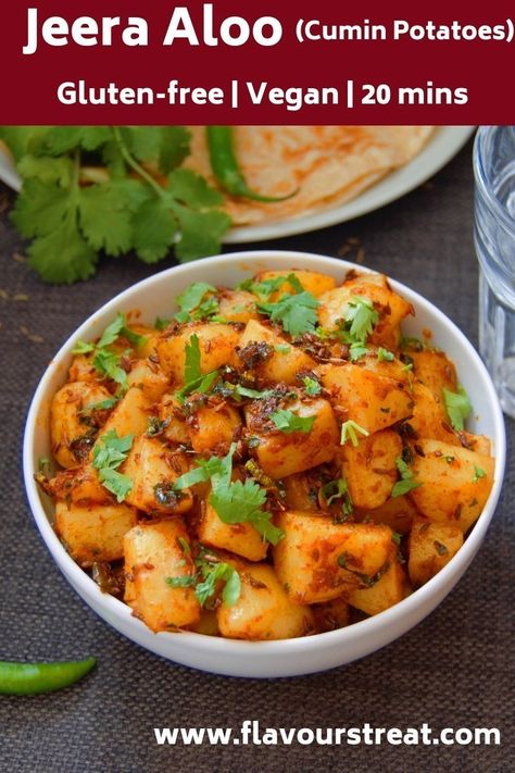 Jeera aloo is a simple, easy, vegan and gluten free side dish that gets done in minutes and pairs well with chapathi, paratha and poori. This Indian potato fry recipe is perfect for lunch box and a great party recipe. #jeeraaloo #indianpotatorecipes #easypotatosidedishes #quickpotatosides Indian Potatoes, Potato Fry Recipe, Indian Potato Recipes, Jeera Aloo, Gluten Free Side Dish, Gluten Free Side, Potato Fry, Indian Lunch, Nepali Food