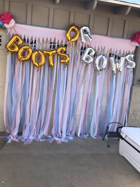 Boots or bows background. Boot Or Bows Gender Reveal, Boots And Bows Gender Reveal Ideas, Boot And Bows Gender Reveal, Boots Or Bows Gender Reveal Backdrop, Grandparents Reveal, Gender Reveal Boots Or Bows Decorations, Bows Or Boots Gender Reveal, Boots Or Bows Gender Reveal Decorations, Boots And Bows Gender Reveal