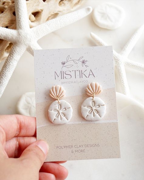 Clay Seashell Earrings, Clay Earrings Beach, Beachy Clay Earrings, Sculpy Earrings, Summer Clay Earrings, Sea Jewellery, Dollar Design, Kawaii Clay, Bridal Party Earrings