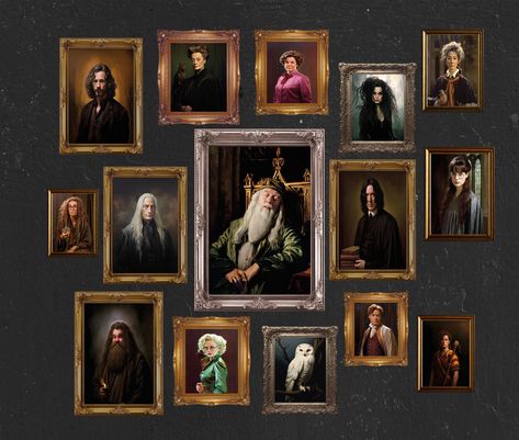 Printable PDF Set of 15 Wizard and Witch Portrait Gallery Wall Art, Moody Dark Academy, Wizard School Poster Vintage Poster Home Class Decor - Etsy Portrait Gallery Wall, Harry Potter Motto Party, Wizard And Witch, Witch Portrait, Harry Potter Portraits, Hogwarts Christmas, Harry Potter Wall, Harry Potter Bedroom, Dark Academy