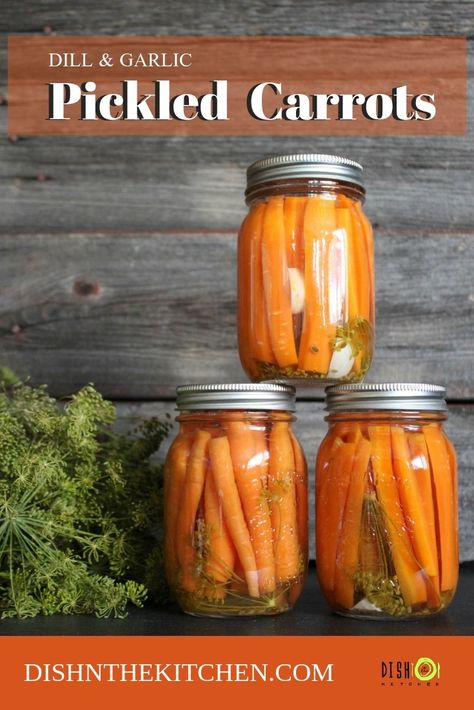 Carrots With Dill, Dill Carrots, Pickled Carrots Recipe, Edible Weeds, Carrots Recipe, Pickled Carrots, Pickled Garlic, Veggie Tales, Homemade Pickles