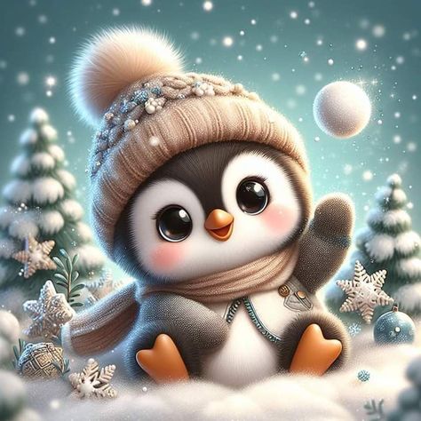 Photo Kawaii, Cute Small Animals, Cute Christmas Wallpaper, Cute Animal Clipart, Cute Fantasy Creatures, Cute Cartoon Pictures, Cute Cartoon Animals, Cute Penguins, Arte Animal