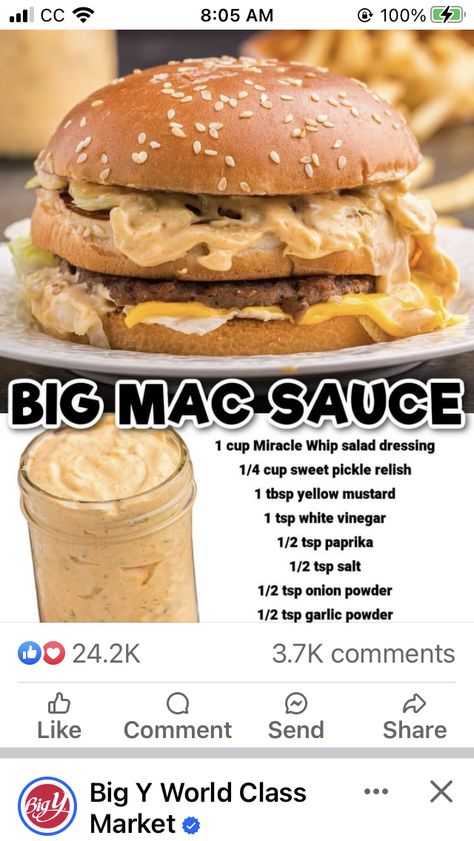 Mac Sauce Recipe, Big Mac Sauce Recipe, Big Mac Sauce, Mac Sauce, Plats Healthy, Homemade Sauce Recipes, Condiment Recipes, Copykat Recipes, Food Recepie