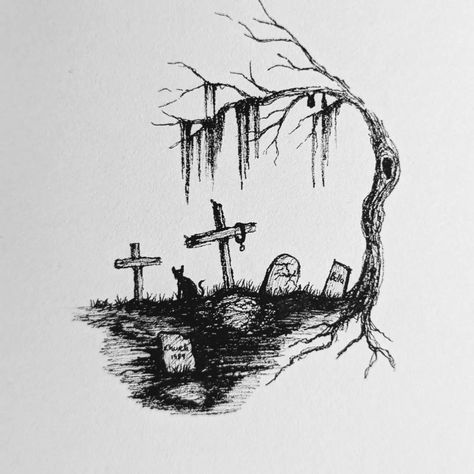 What classic horror film is your favorite? #illustration #penart #pendrawing #gothicart #gothic #horrormovies #petcemetery Gothic Drawings, Horror Drawing, Pet Cemetery, Realistic Pencil Drawings, Horror Tattoo, Horror House, Classic Horror Movies, Gothic Horror, Horror Film