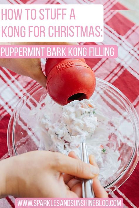 Diy Dog Treats For Bad Breath, Kong Filling Ideas, Dog Kong, Stuffing Ideas, Kong Stuffing, Holiday Dog Treats, Kong Recipes, Canine Enrichment, Peppermint Bark Recipes