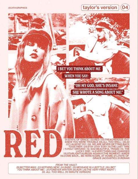 Red Tv Poster, Taylor Swift Room Prints, Red Taylors Version Poster, Taylor Swift Lover Poster, Red Posters, Red Tv, Lover Poster, Red Poster, Red Era