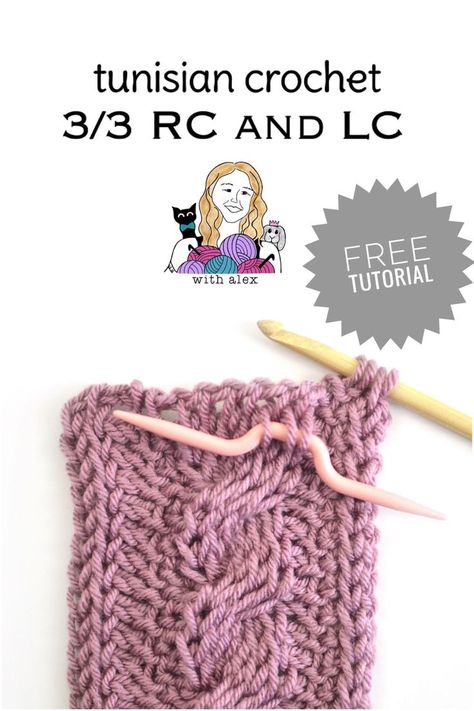 The 3/3 RC and LC cable stitches can be used to create beautiful cables that look knitted but are actually crocheted. Learn how now with my video tutorial. Clover Stitch, Tunisian Knit Stitch, Crochet Cables Pattern, Crochet Cable Stitch, Crochet Photo Props, Tunisian Crochet Pattern, Macrame Knots Tutorial, Tunisian Crochet Patterns, Loom Knitting Projects