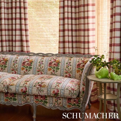 Elizabeth Chintz - Rose Fabrics | Schumacher French Floral Fabric, Rita Konig, Painting Antique Furniture, Chintz Fabric, Bath Pillows, French Floral, Scale Design, Floral Stripe, Surface Pattern Design