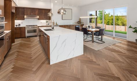 URBAN FLOOR Natural Wood Kitchen Cabinets, Kitchen Colour Combination, Natural Wood Kitchen, White Island, Modern Kitchen Remodel, Wood And White, Island Table, Natural Flooring, Making Stained Glass