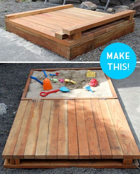 Sandbox Plans, Sand Boxes, Build A Sandbox, Sandbox Cover, Wooden Sandbox, Diy Sandbox, Swing Set Diy, Cat Playground Outdoor, Kids Sandbox