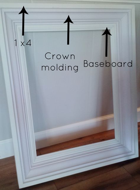 how to build a custom frame Crown Molding Picture Frame, How To Make A Frame For A Mirror, Crown Molding Frame, Diy Poster Frame, Make A Frame, Diy Poster, Frame Diy, Hal Decor, Tv Frame