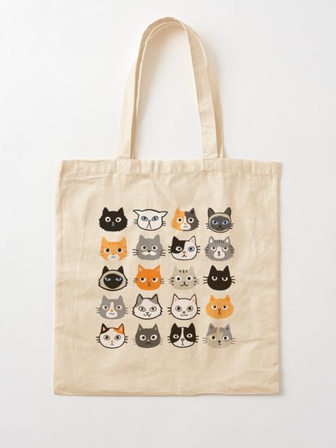 "Assorted Cat Faces | Cute Quirky Kitty Cat Drawings" Tote Bag for Sale by ShortCoffee | Redbubble Tote Bag Cat Design, Diy Tote Bag Design, Cat Calico, Handpainted Tote Bags, Cat Tote Bag, Tabby Cats, Diy Tote, Cat Faces, Cat Drawings