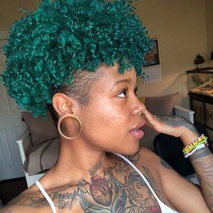 NATURAL HAIRSTYLES Archives - Black Hair Information Green Natural Hair, Short Green Hair, Medium Natural Hair Styles, Big Natural Hair, Shaved Hair Women, Dyed Curly Hair, Fine Natural Hair, Change Your Style, Tapered Natural Hair