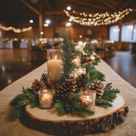 Elegant January Wedding Reception Ideas: Cozy Tips & Inspiration - Yeah Weddings Christmas Wedding Table Centerpieces, Winter Start, Log Cabin Wedding, Winter Wonderland Decor, Christmas Wedding Table, Neutral Wedding Decor, Cold Wedding, Woodland Wedding Decorations, Winter Wedding Table