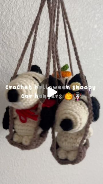 cloudyjewels⋆.ೃ࿔*:･ on Instagram: "crochet halloween snoopy car hangers available on my etsy tomorrow at 11am pst :) 🎃🧡🧛🏻‍♀️

pattern: pixi3_stitches 🎀

#snoopy #snoopyhalloween #crochet #crochetersoftiktok #caraccessories #handmadegifts #smallbusiness #viral #foryoupage #foryou #fyp #girlhood
#aesthetic" Halloween Snoopy, Snoopy Halloween, Crochet Halloween, Car Hangers, Halloween Crochet, Hangers, Car Accessories, Craft Ideas, Snoopy