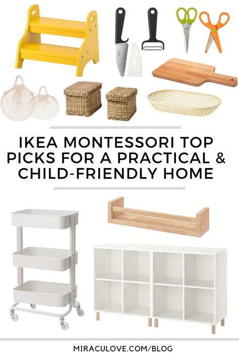 Kids Room Montessori Ikea, Montessori Dressing Area Ikea, Montessori Bedroom Ikea Hacks, Montessori Bedroom Shelves, Montessori Shelf Ikea, Montessori Kallax Hack, Montessori Ikea Ideas, Montessori Small Apartment, Ikea Children Room