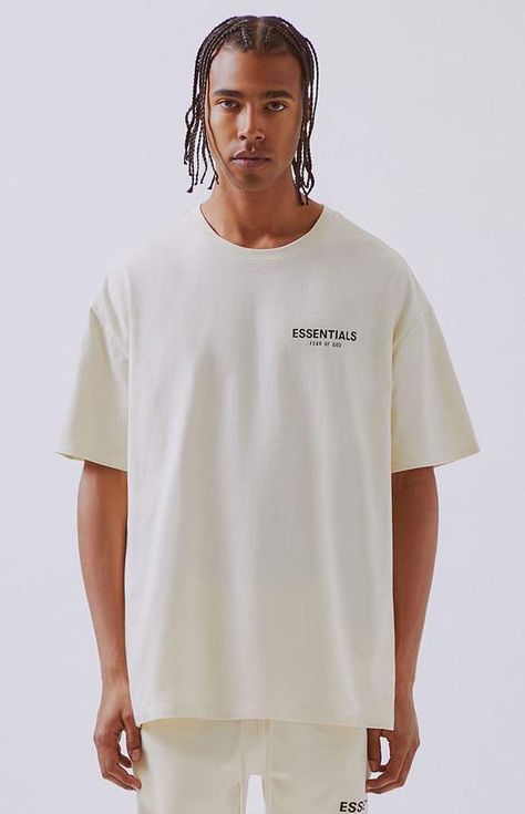 FOG - Fear Of God Essentials Boxy Logo T-Shirt Fear Of God Shirt, Minimalist Tshirt Design, God Clothing, Minimal Shirt Design, Fog Essentials, Mens Aesthetic, Essentials Logo, Essentials Fear Of God, Shirt Outfit Men