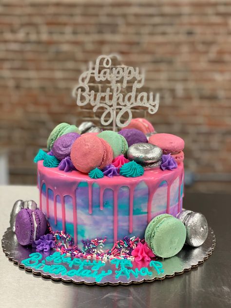 Multi Colour Cake, Girls 8th Birthday Cake, Girls 8th Birthday, Multi Color Cake, 10th Birthday Cake, 8th Birthday Cake, Trolls Party, Communion Cakes, Candy Cake